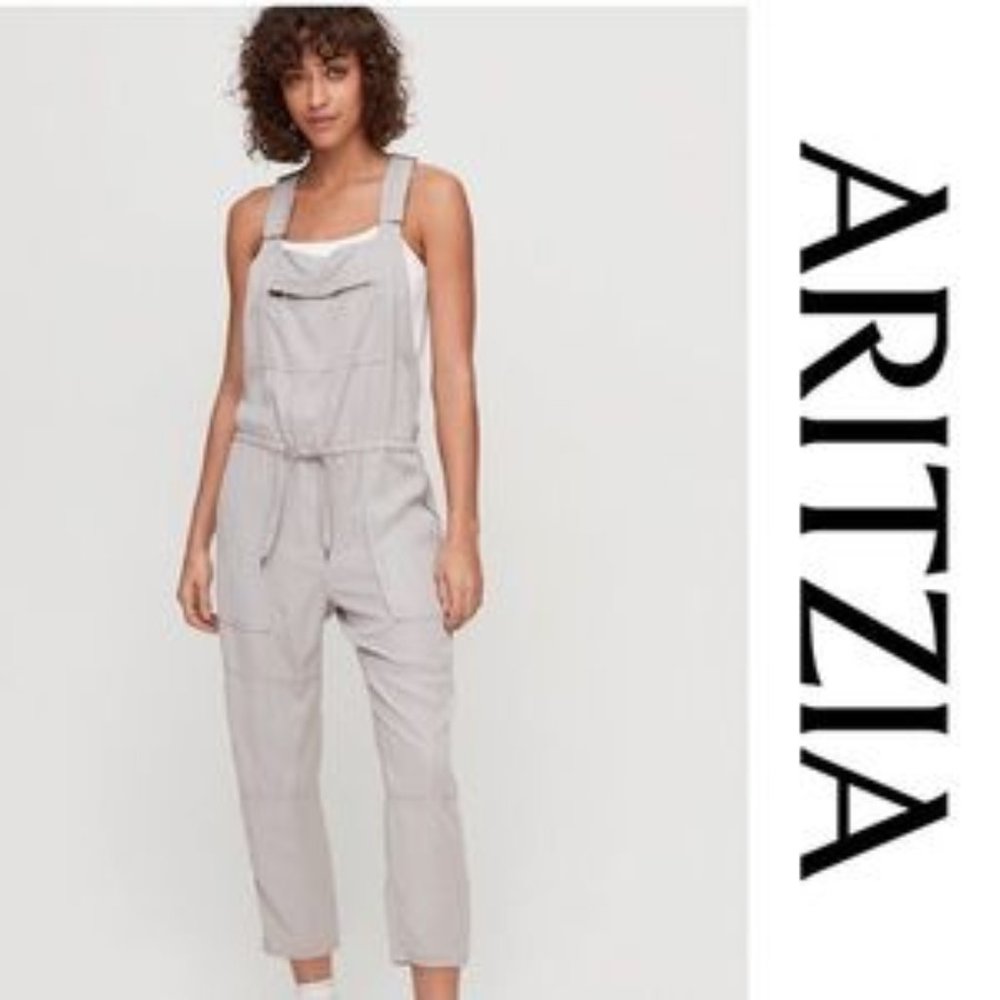 Valletta Aritzia Moto Overalls in Light Gray